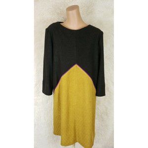Elisa Rivera Womens Size EU 40 US 10 Dress 3/4 Sleeve Black & Gold Color Block B
